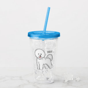 Bichon frise dog cartoon illustration acrylic tumbler
