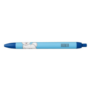 Bichon frise dog cartoon illustration  black ink pen
