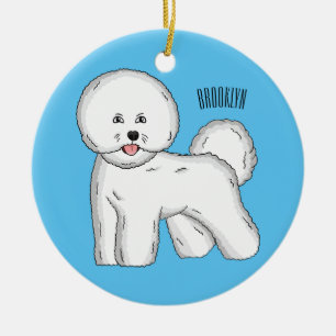 Bichon frise dog cartoon illustration ceramic ornament