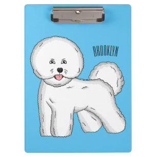 Bichon frise dog cartoon illustration clipboard