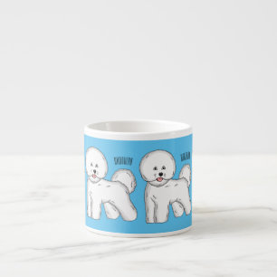 Bichon frise dog cartoon illustration  espresso cup