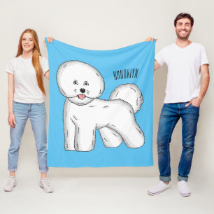 Bichon frise dog cartoon illustration fleece blanket