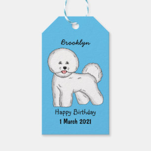 Bichon frise dog cartoon illustration  gift tags