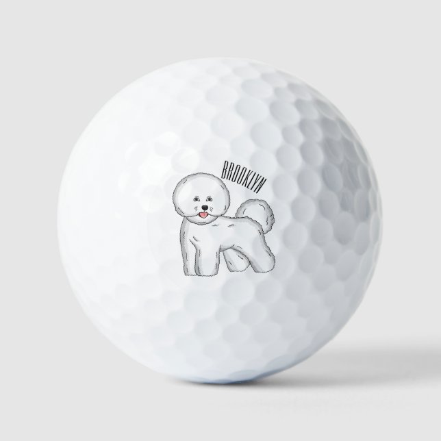 Bichon frise dog cartoon illustration golf balls (Front)