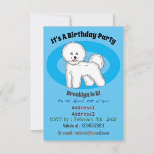 Bichon frise dog cartoon illustration invitation