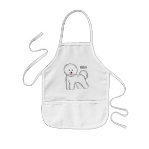 Bichon frise dog cartoon illustration kids apron
