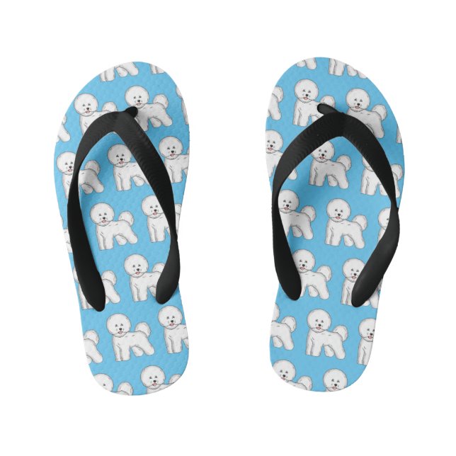 Bichon frise dog cartoon illustration kid's thongs (Footbed)