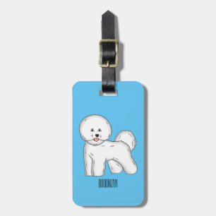 Bichon frise dog cartoon illustration  luggage tag
