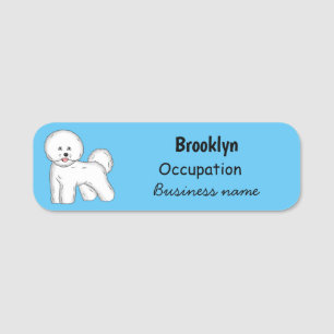 Bichon frise dog cartoon illustration name tag