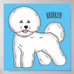 Bichon frise dog cartoon illustration poster