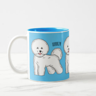 Bichon frise dog cartoon illustration Two-Tone coffee mug