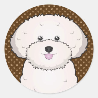 Bichon Frise Dog Cartoon Paws Classic Round Sticker