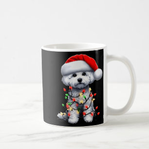 Bichon Frise Dog Christmas Lights Santa Hat Dog Lo Coffee Mug