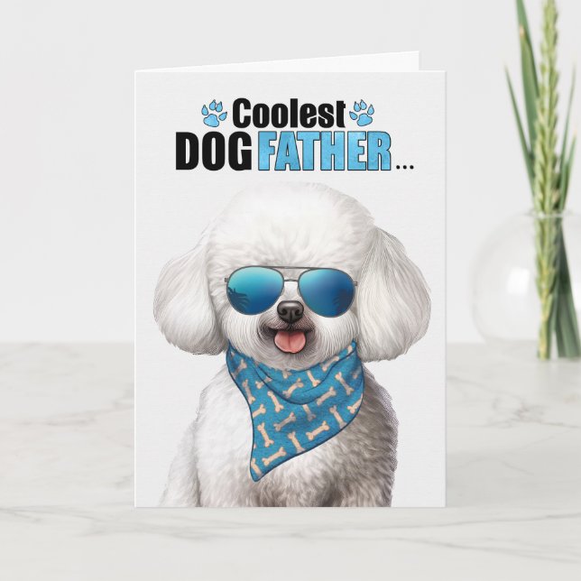 Bichon Frise Dog Coolest Dad Father's Day Holiday Card (Front)