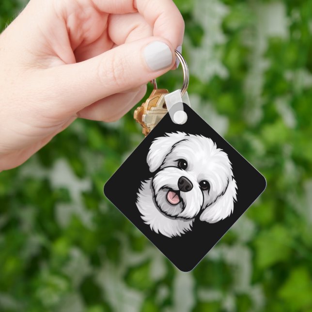 Bichon Frise Dog Cute Funny Puppy Face  Key Ring (Hand)