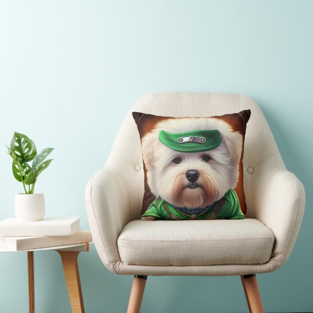 Bichon Frisé Dog Driving Bike St. Patrick's Day  Cushion (Chair)