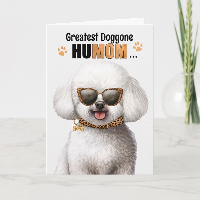 Bichon Frise Dog Greatest HuMOM Mother's Day Holiday Card (Front)