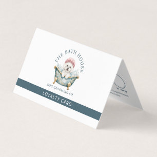 Bichon Frise Dog Groomer White Folded Loyalty Card