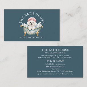 Bichon Frise Dog Grooming Business Card - Teal