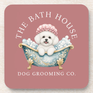 Bichon Frise Dog Grooming Coasters - Pink