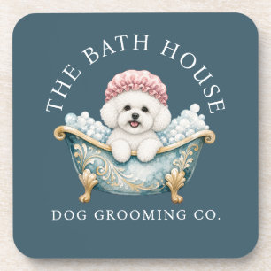 Bichon Frise Dog Grooming Coasters - Teal