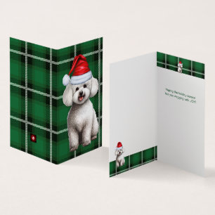 Bichon Frise Dog Holiday Green Plaid Christmas
