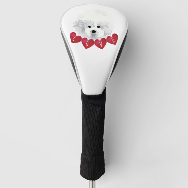 Bichon Frise dog LOVE Golf Head Cover (Front)
