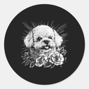Bichon Frise Dog Lover Retro Style Tattoo Classic Round Sticker