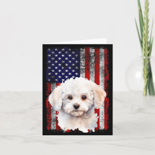 Bichon Frise Dog Lover US Flag 4th of July Card