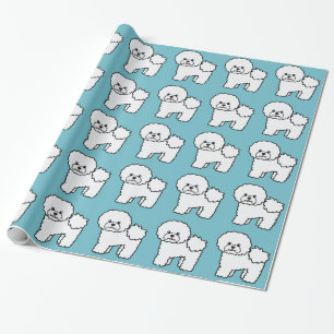 Bichon Frise Dog Pattern On Blue Wrapping Paper