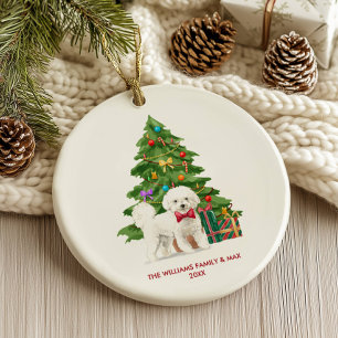 Bichon Frise Dog Personalised Christmas Ceramic Ornament
