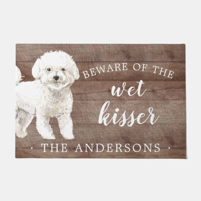 Bichon Frise Dog Personalised Door Mat (Front)