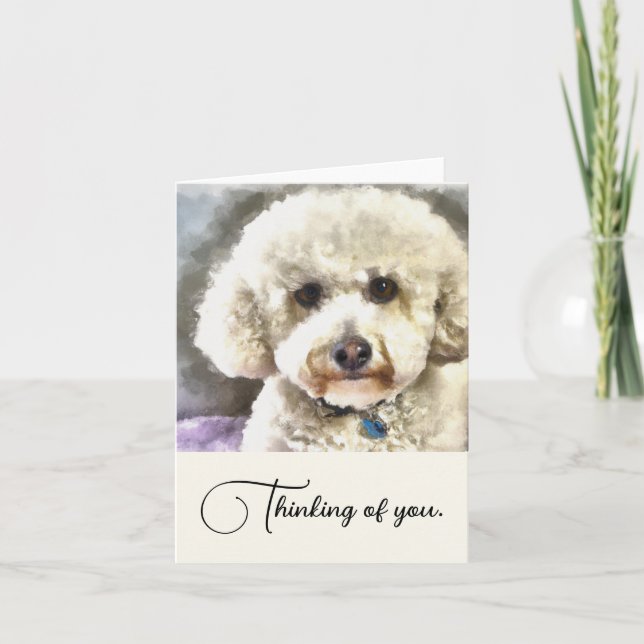 Bichon Frise Dog Personalised Thinking Of You Note Card (Front)