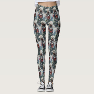 Bichon Frise Dog Riding Motorcycle Christmas Leggings