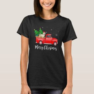 Bichon Frise Dog Riding Red Truck Christmas T-Shirt