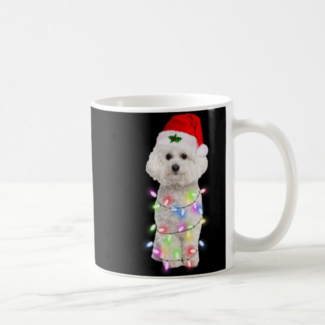 Bichon Frise Dog Santa Christmas Tree Lights Xmas  Coffee Mug (Right)