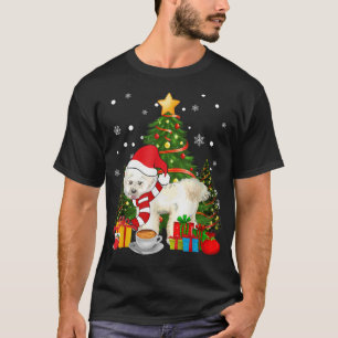 Bichon Frise Dog Santa Hat Christmas Coffee 2021 D T-Shirt