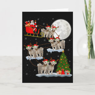 Bichon Frise Dog Santa Sleigh Flying Funny Magical Card