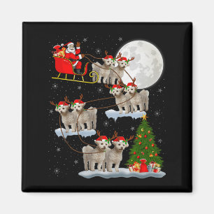 Bichon Frise Dog Santa Sleigh Flying Funny Magical Magnet