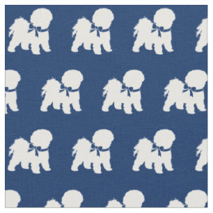 Bichon Frise Dog Silhouette Pet Navy Blue Fabric