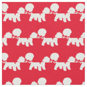 Bichon Frise Dog Silhouette Pet Red Fabric