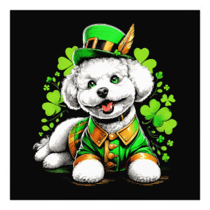 Bichon Frise Dog St Patrick's Day Photo Print
