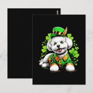 Bichon Frise Dog St Patrick's Day Postcard