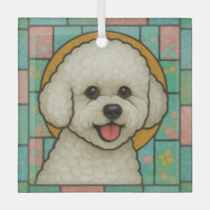 Bichon Frise Dog "Stained Glass"  Glass Tree Decoration