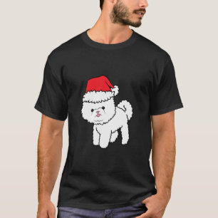 Bichon Frise Dog With Santa Hat Christmas Bichon F T-Shirt