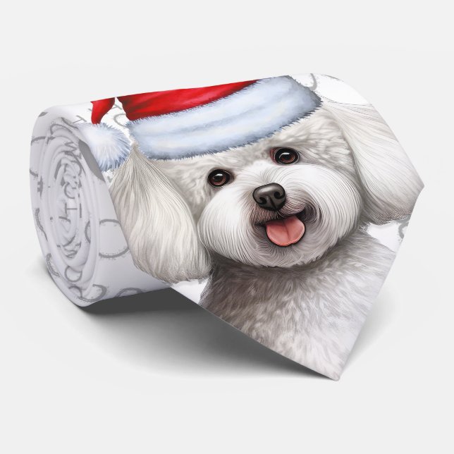 Bichon Frise Dog Woof Christmas Pet Lover Tie (Rolled)