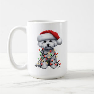 Bichon Frise Dog Wrapped In Christmas Light Coffee Mug