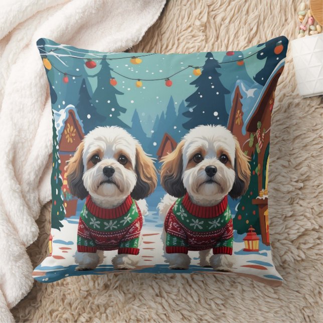 Bichon Frise Dogs Christmas Snow Holiday Cushion (Blanket)