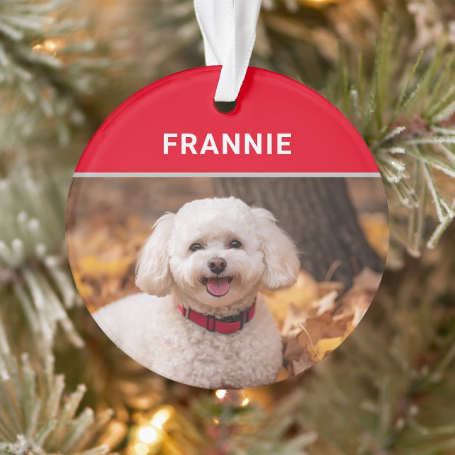 Bichon Frise Dog's Name and Photo Christmas Ornament (Tree)