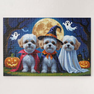 Bichon Frise Dogs Pumpkin Halloween Funny  Jigsaw Puzzle